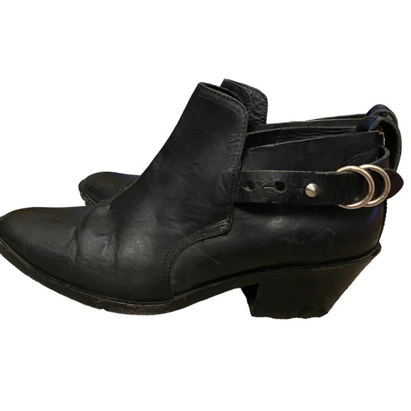 Rag and Bone Moto Black Leather Ankle Bootie Sullivan Buckle boots women Size 40 - Picture 3 of 10